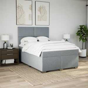 Box spring postel s matrací světle šedá 140 x 190 cm textil - obrázek 3