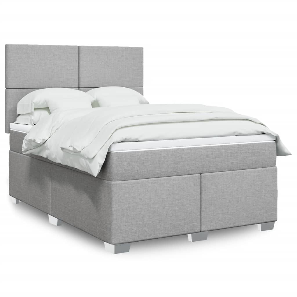 Boxspringbett mit Matratze Hellgrau 140×190 cm Stoff