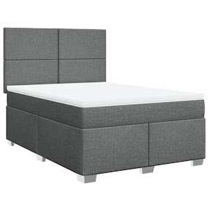 Box spring postel s matrací tmavě šedý 140 x 190 cm textil - obrázek 2