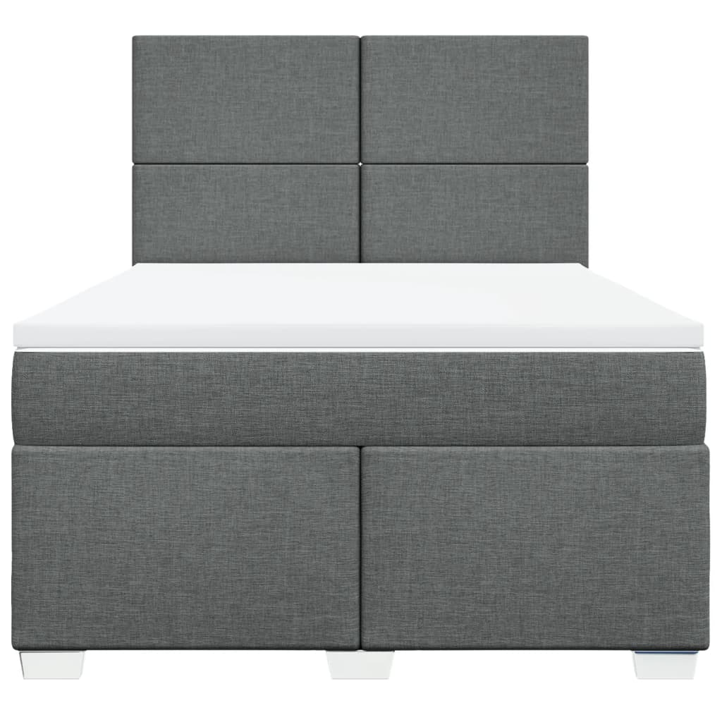 vidaXL Boxspring met matras stof donkergrijs 140x190 cm grijs, foto 4