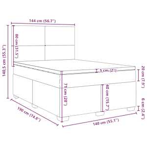 Box spring postel s matrací tmavě šedý 140 x 190 cm textil - obrázek 13