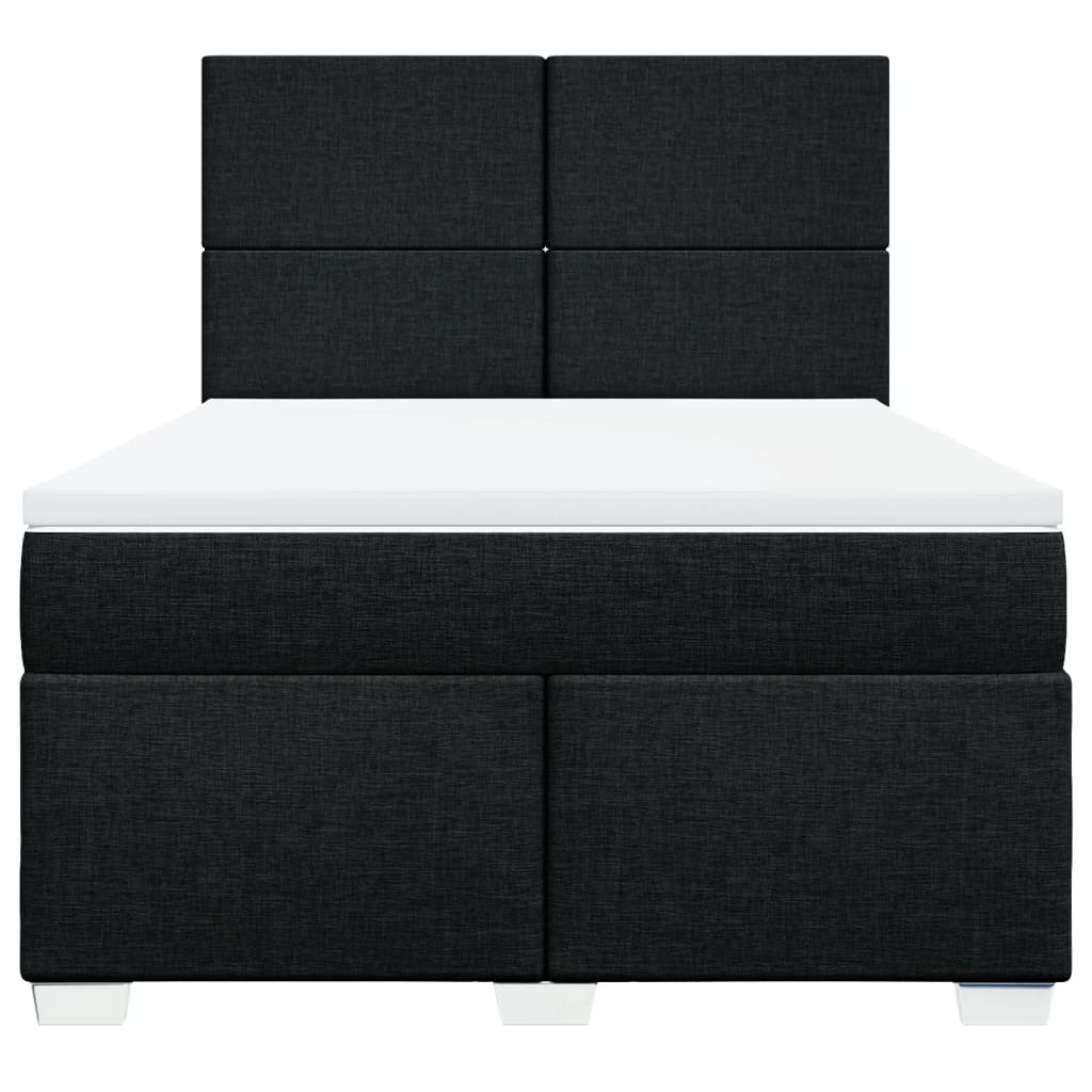 vidaXL Boxspring met matras stof zwart 140x190 cm, foto 4