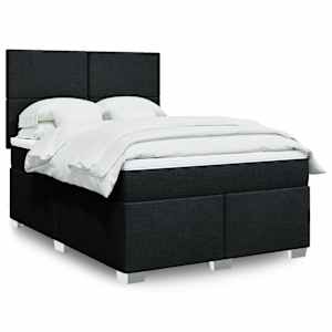Box spring posteljni z vzmetnico črn 140x190 cm blago
