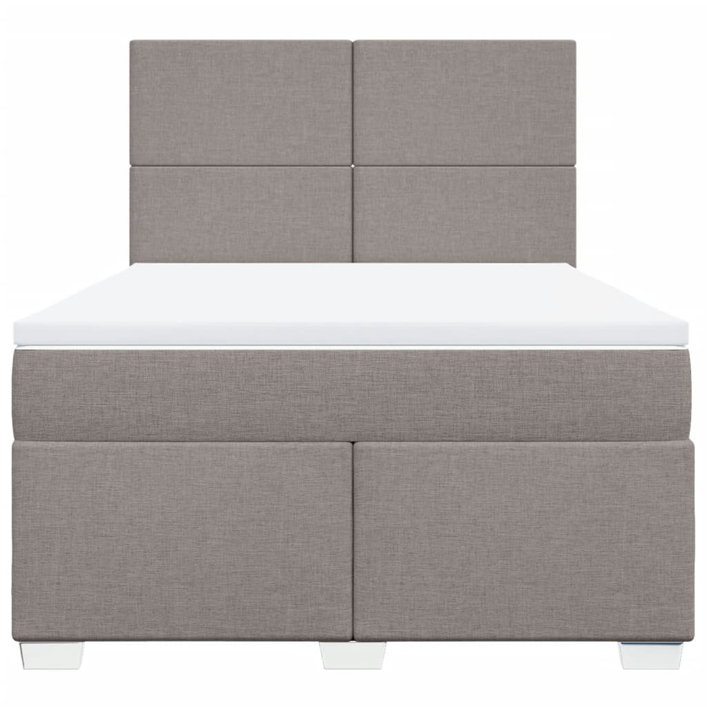 vidaXL Boxspring met matras stof taupe 140x190 cm, foto 4