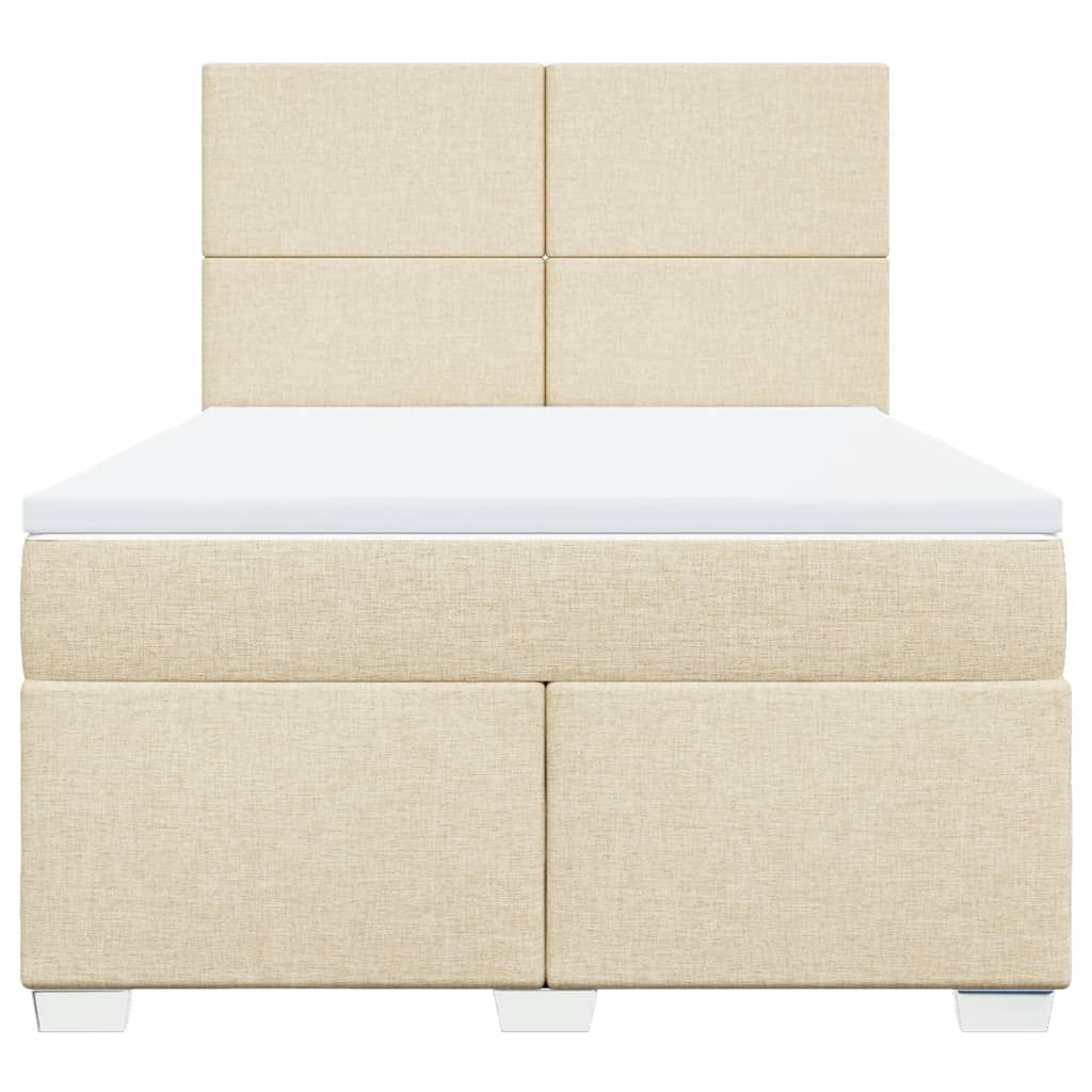 vidaXL Boxspring met matras stof crèmekleurig 140x190 cm, foto 4