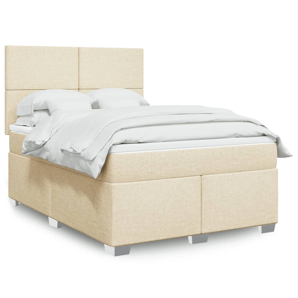 Boxspringbett mit Matratze Creme 140×190 cm Stoff