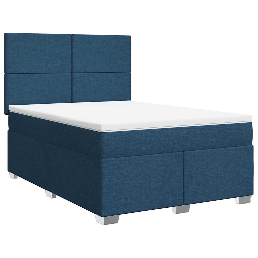 vidaXL Boxspring met matras stof blauw 140x190 cm, foto 3