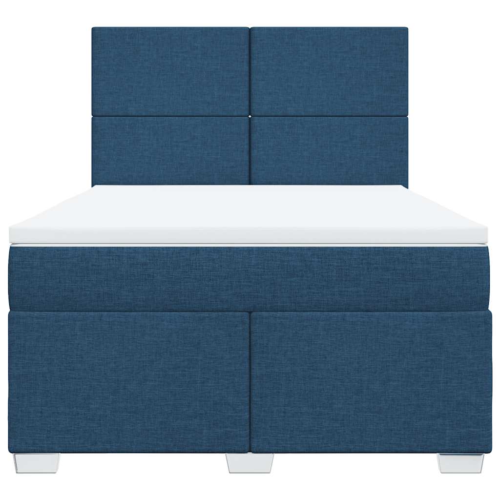 vidaXL Boxspring met matras stof blauw 140x190 cm, foto 4