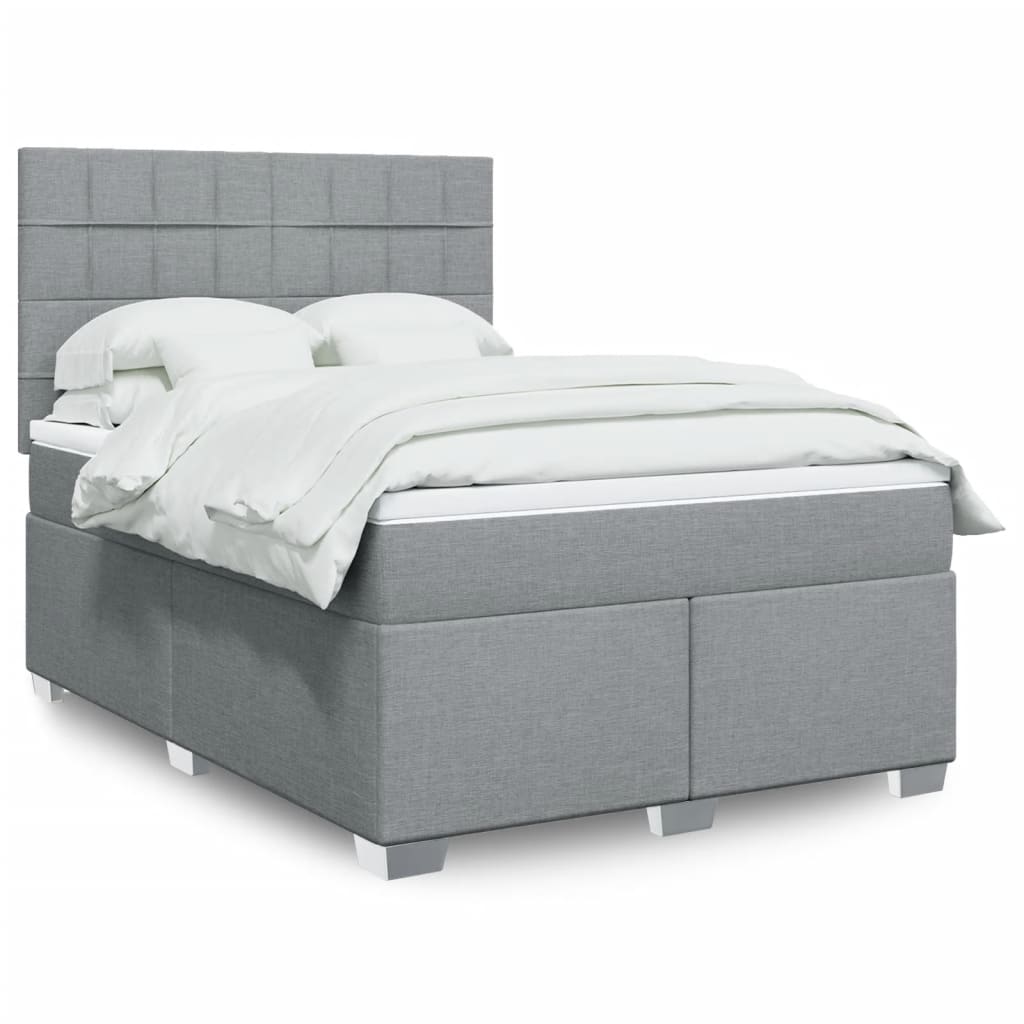 Boxspringbett mit Matratze Hellgrau 140×190 cm Stoff