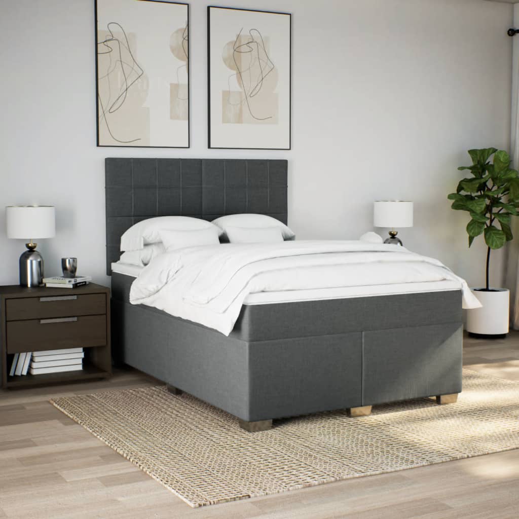 Thumbnail - vidaXL Boxspringbett mit Matratze Dunkelgrau 140x190 cm Stoff