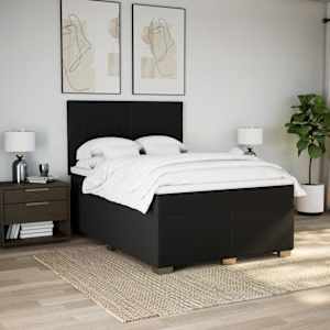 Box spring postel s matrací černá 140 x 190 cm textil - obrázek 3