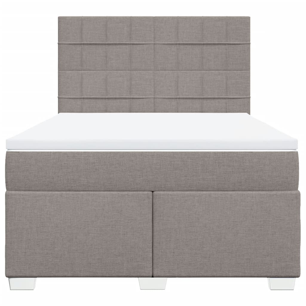 vidaXL Boxspring met matras stof taupe 140x190 cm, foto 4