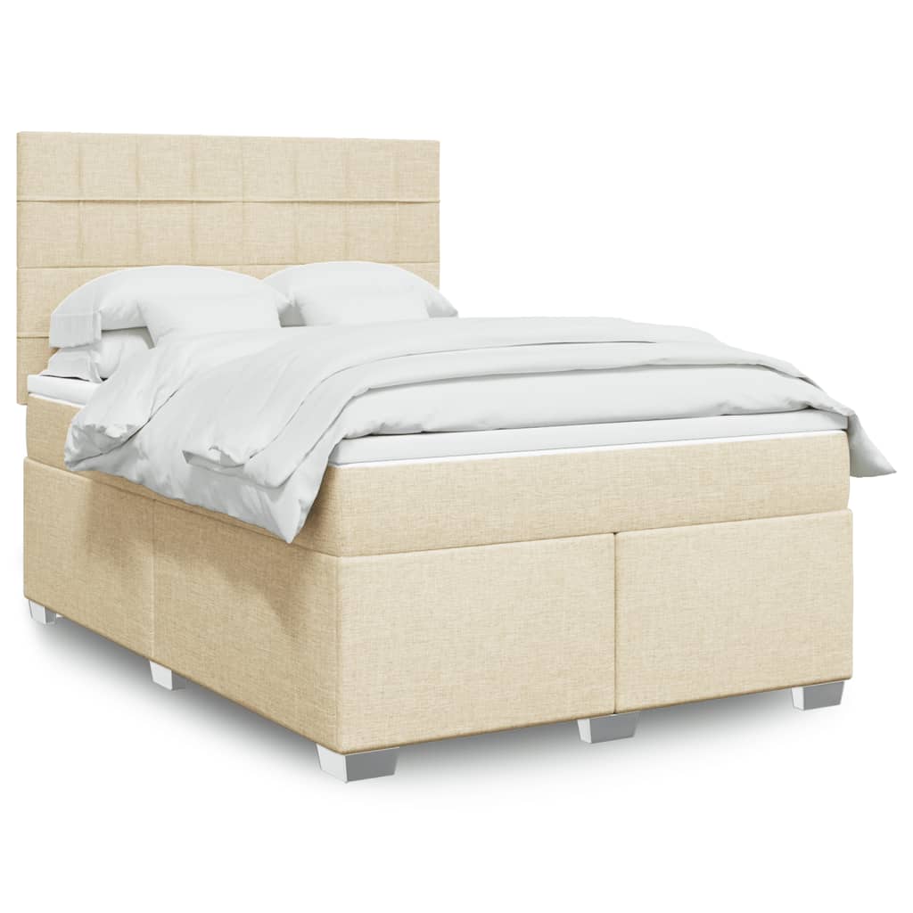 Boxspringbett mit Matratze Creme 140×190 cm Stoff