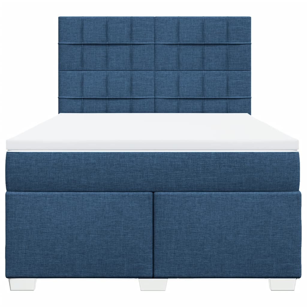 vidaXL Boxspring met matras stof blauw 140x190 cm, foto 4