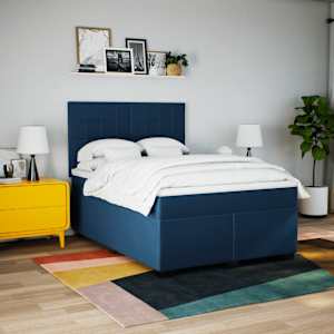 Box spring postel s matrací modrá 140x190 cm textil - obrázek 3