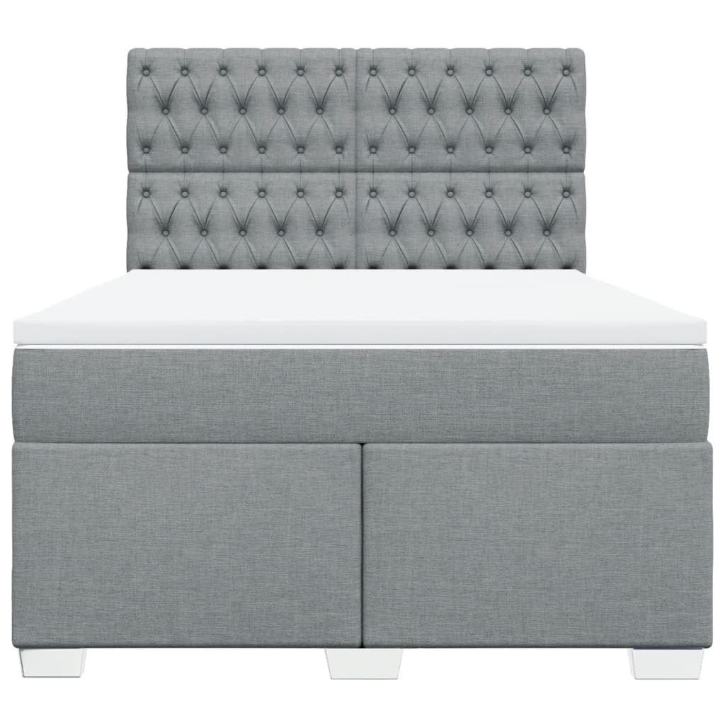 vidaXL Boxspring met matras stof lichtgrijs 140x190 cm grijs, foto 4