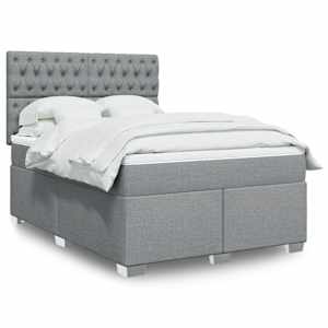 Box spring postel s matrací světle šedá 140 x 190 cm textil - obrázek 1
