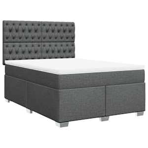 Box spring postel s matrací tmavě šedý 140 x 190 cm textil - obrázek 2