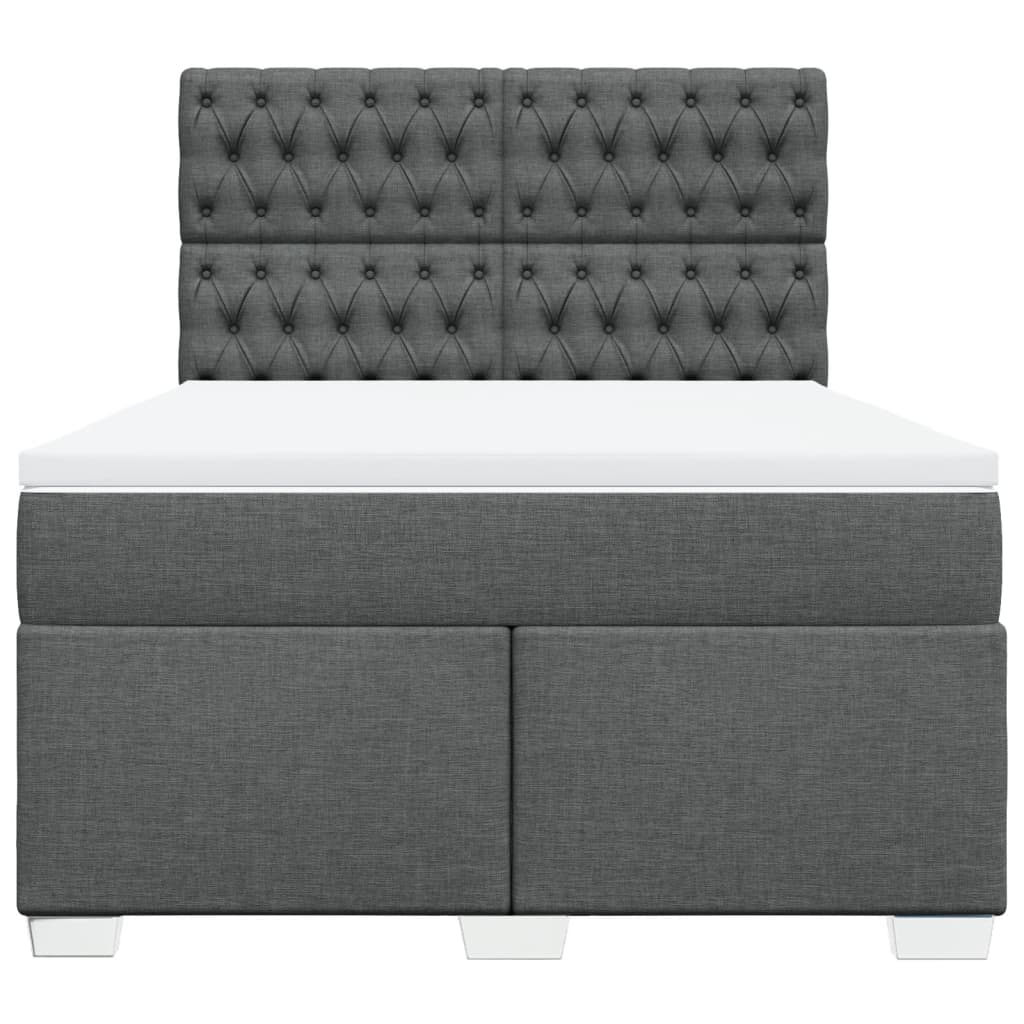 vidaXL Boxspring met matras stof donkergrijs 140x190 cm grijs, foto 4