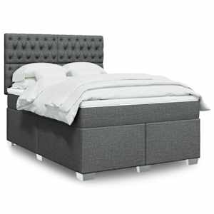 Box spring postel s matrací tmavě šedý 140 x 190 cm textil - obrázek 1