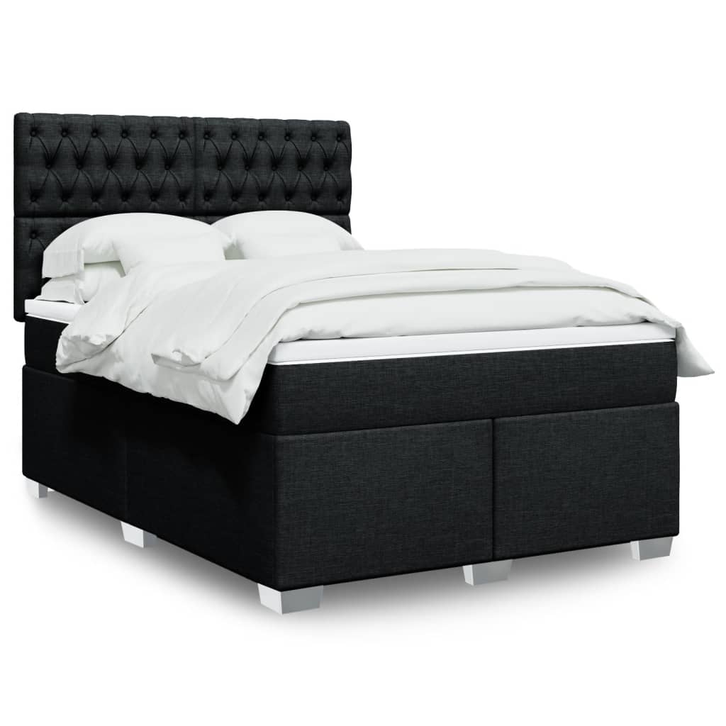 Boxspringbett mit Matratze Schwarz 140×190 cm Stoff