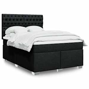 Box spring postel s matrací černá 140 x 190 cm textil - obrázek 1