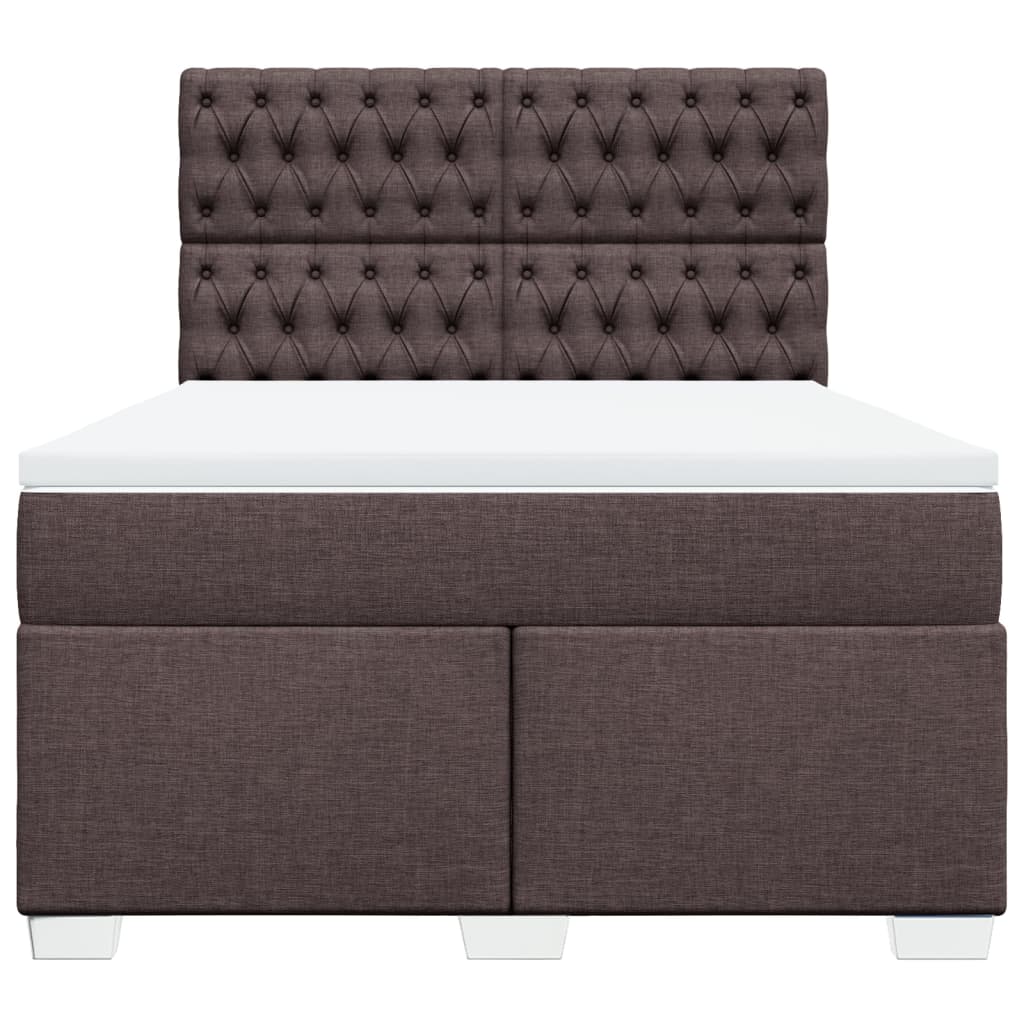 vidaXL Boxspring met matras stof donkerbruin 140x190 cm bruin, foto 4