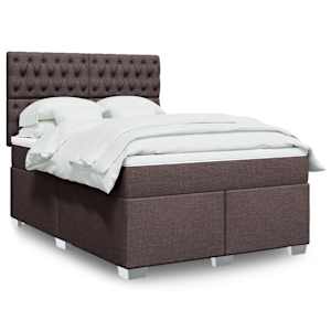Box spring postel s matrací tmavě hnědá 140x190 cm textil - obrázek 1