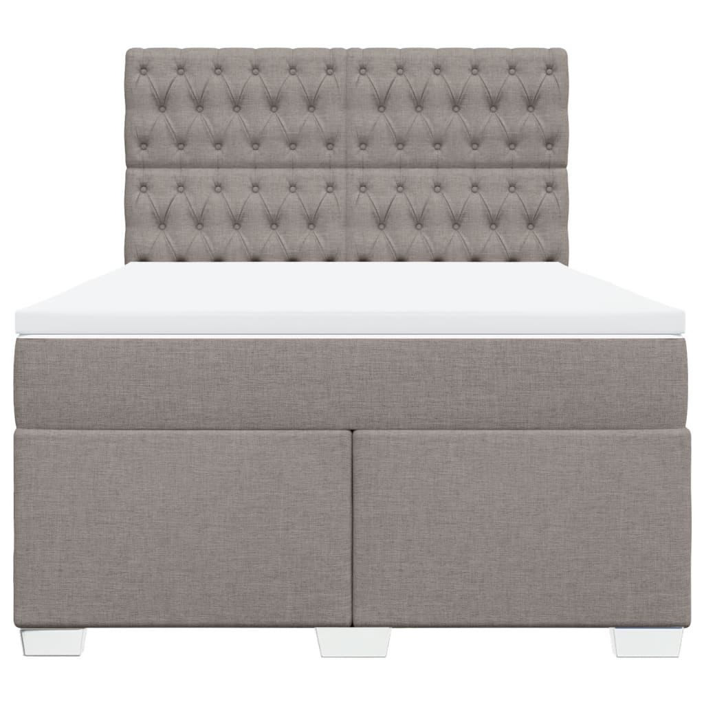 vidaXL Boxspring met matras stof taupe 140x190 cm, foto 4