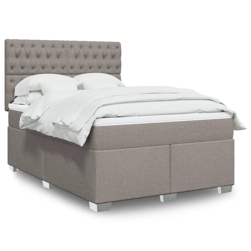 Boxspringbett mit Matratze Taupe 140×190 cm Stoff