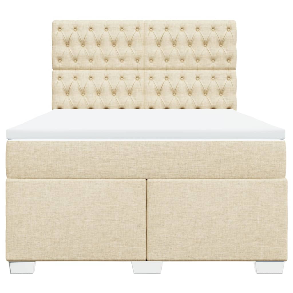 vidaXL Boxspring met matras stof crèmekleurig 140x190 cm, foto 4
