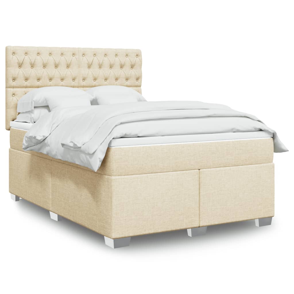 Boxspringbett mit Matratze Creme 140×190 cm Stoff