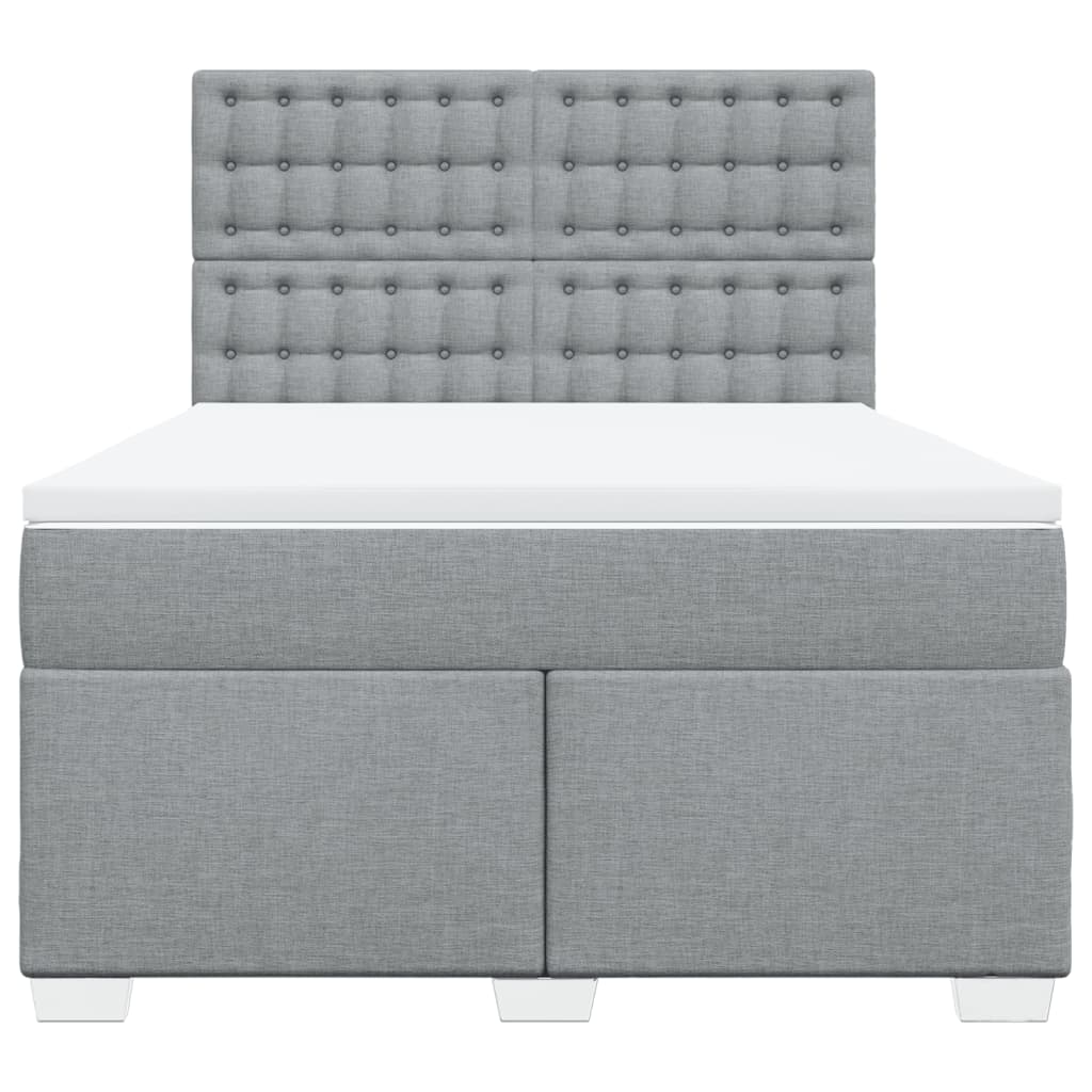 vidaXL Boxspring met matras stof lichtgrijs 140x190 cm grijs, foto 4