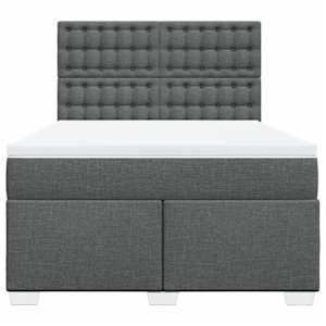 Box spring postel s matrací tmavě šedý 140 x 190 cm textil - obrázek 4