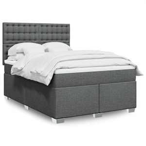 Box spring postel s matrací tmavě šedý 140 x 190 cm textil - obrázek 1