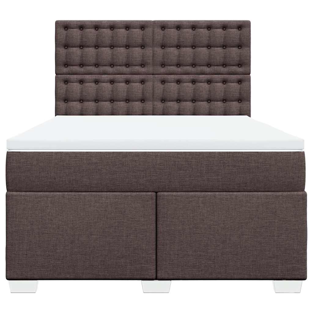 vidaXL Boxspring met matras stof donkerbruin 140x190 cm bruin, foto 4