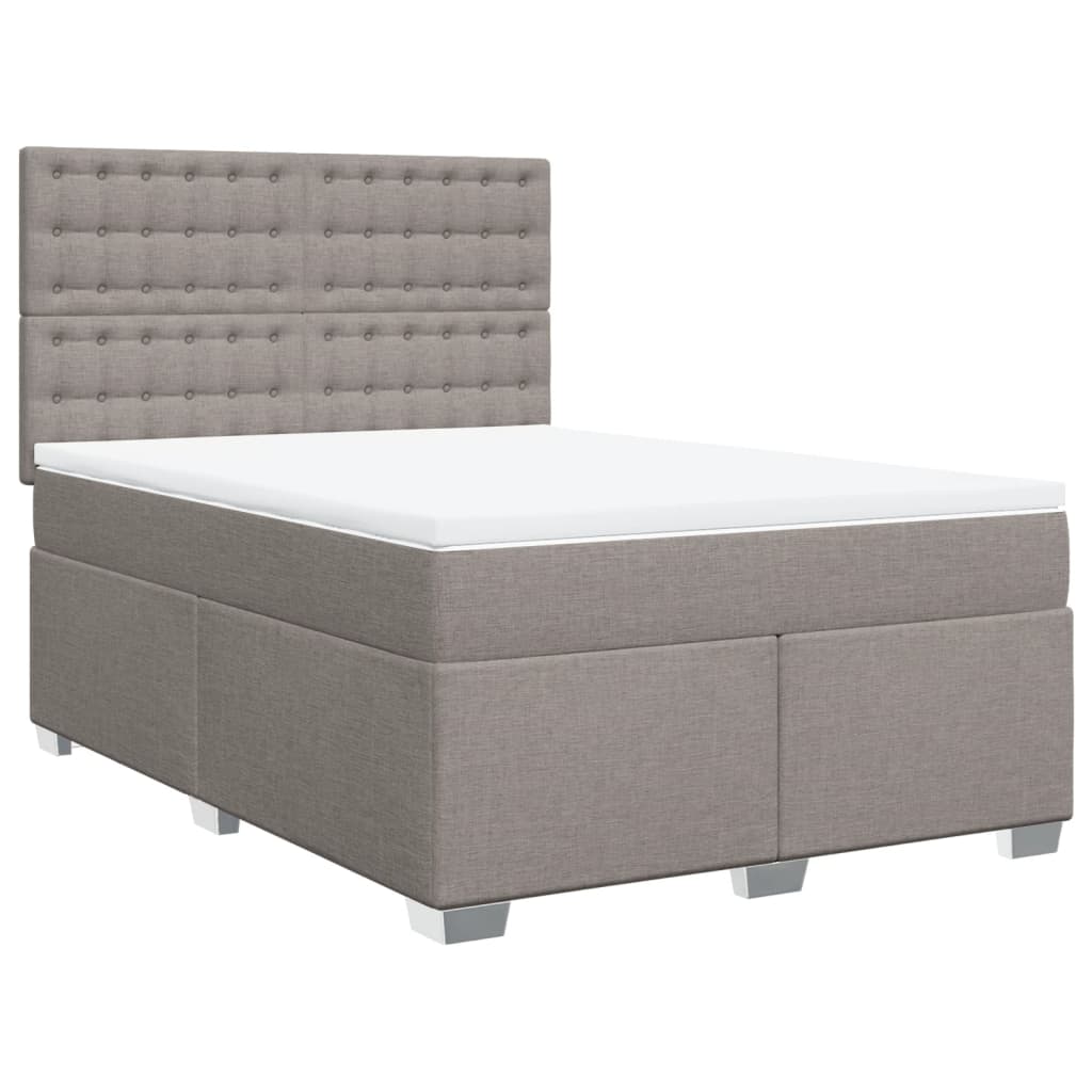 vidaXL Boxspring met matras stof taupe 140x190 cm, foto 3