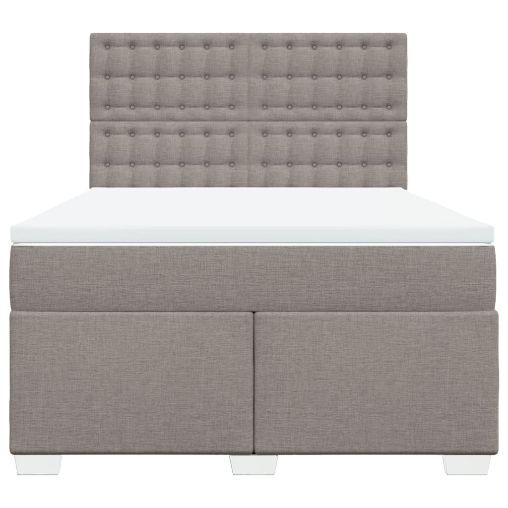vidaXL Boxspring met matras stof taupe 140x190 cm, foto 4