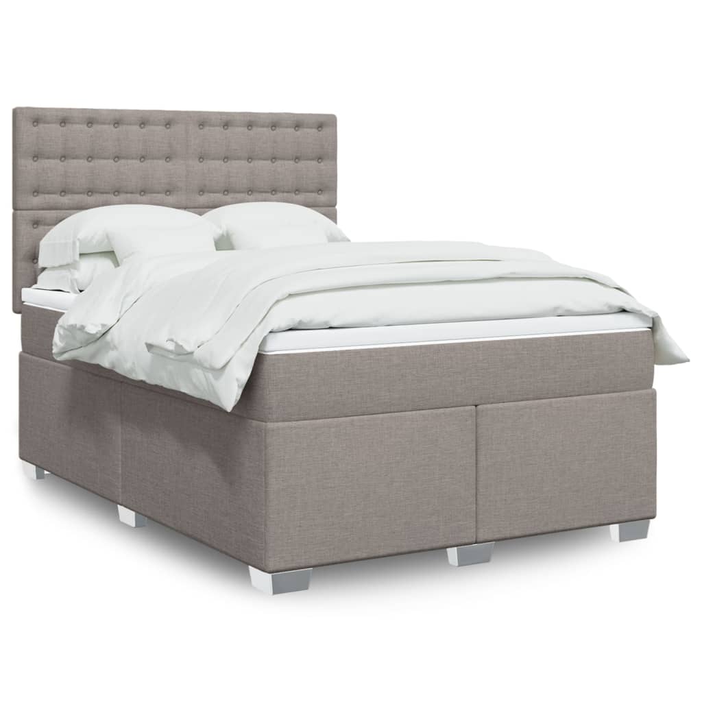 Boxspringbett mit Matratze Taupe 140×190 cm Stoff