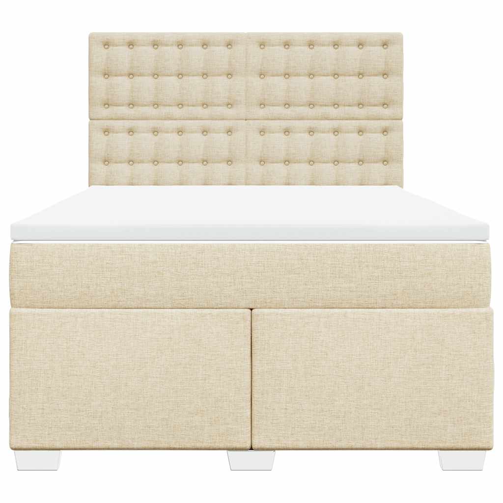 vidaXL Boxspring met matras stof crèmekleurig 140x190 cm, foto 4
