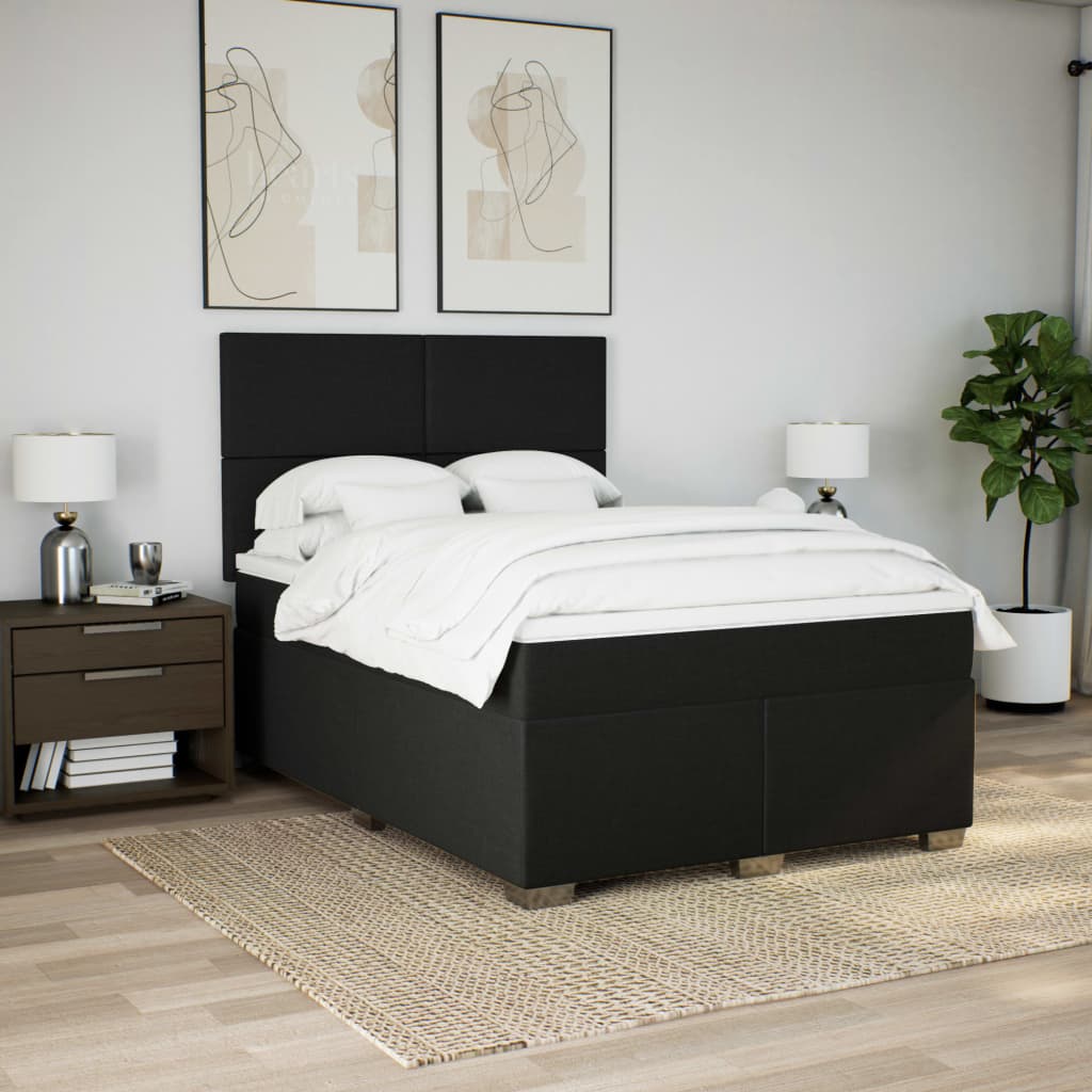 Thumbnail - vidaXL Boxspringbett mit Matratze Schwarz 140x200 cm Stoff