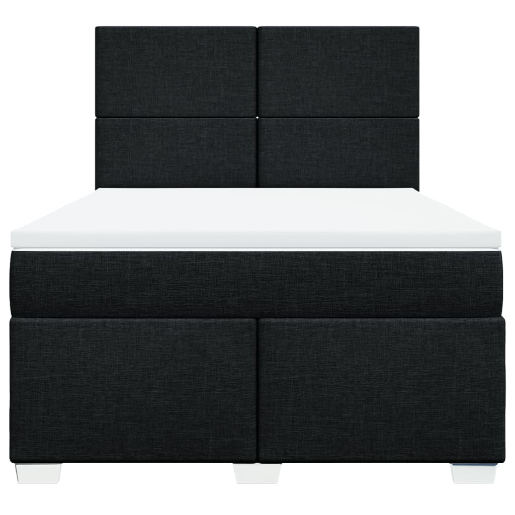 vidaXL Boxspring met matras stof zwart 140x200 cm, foto 4
