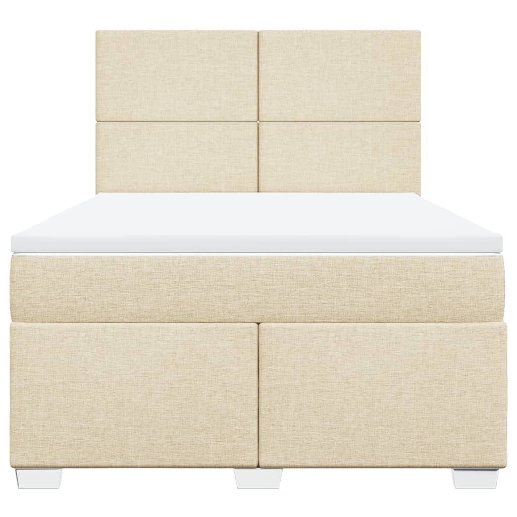 vidaXL Boxspring met matras stof crèmekleurig 140x200 cm, foto 4