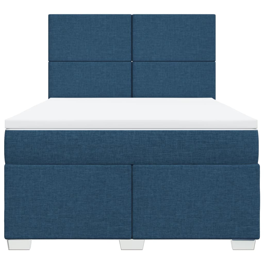 vidaXL Boxspring met matras stof blauw 140x200 cm, foto 4