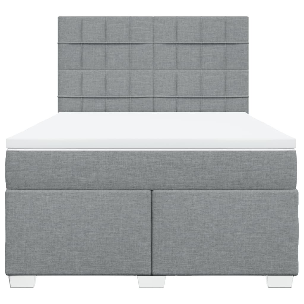 vidaXL Boxspring met matras stof lichtgrijs 140x200 cm grijs, foto 4