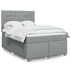 Box spring postelja z vzmetnico svetlo siva 140x200 cm blago