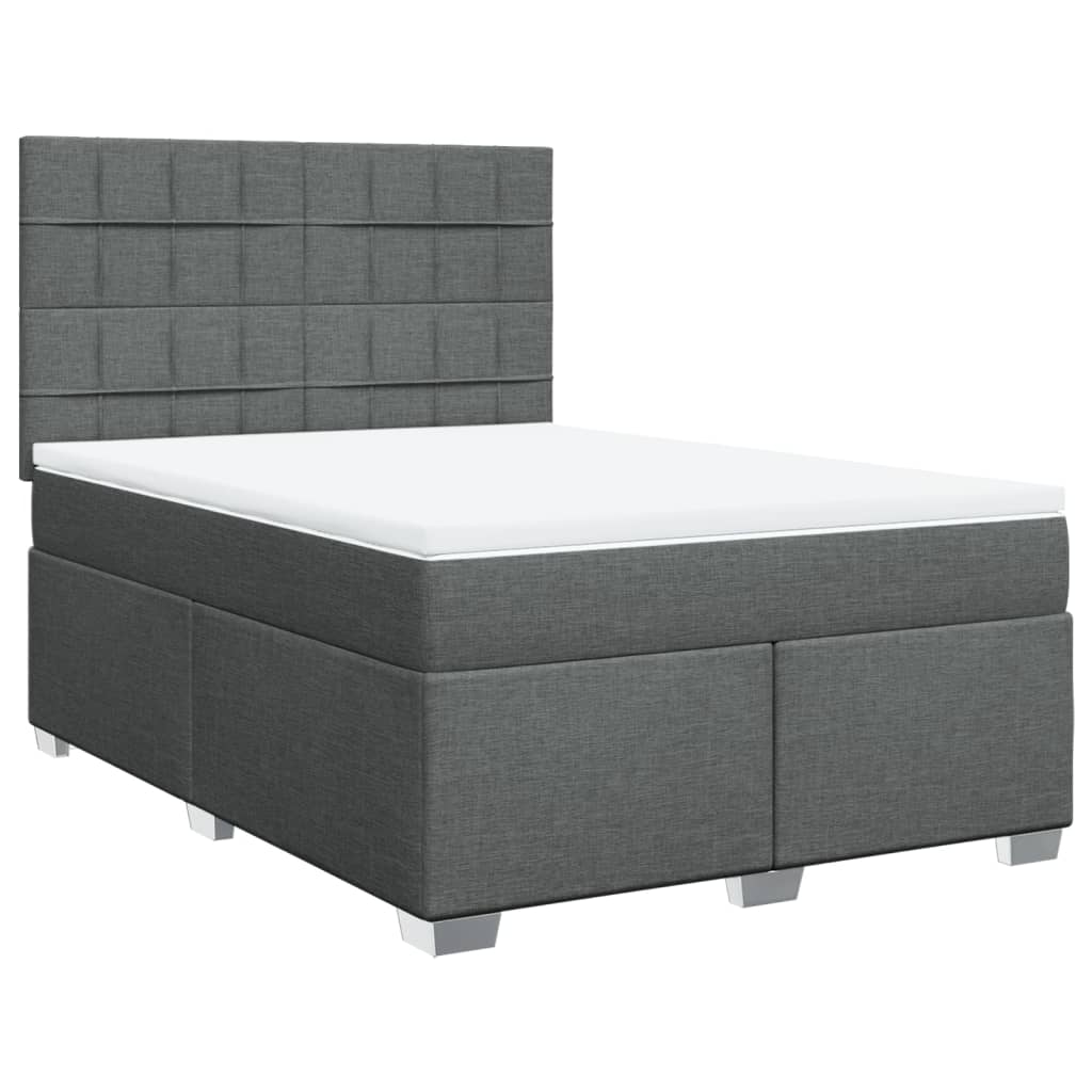 vidaXL Boxspring met matras stof donkergrijs 140x200 cm grijs, foto 3