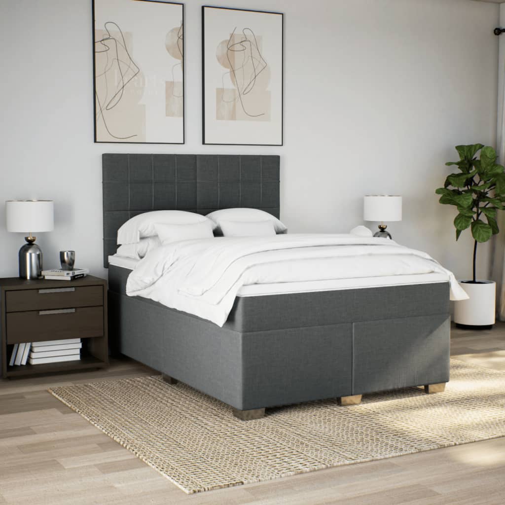 Thumbnail - vidaXL Boxspringbett mit Matratze Dunkelgrau 140x200 cm Stoff