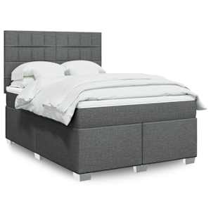 Box spring postel s matrací tmavě šedá 140x200 cm textil - obrázek 1