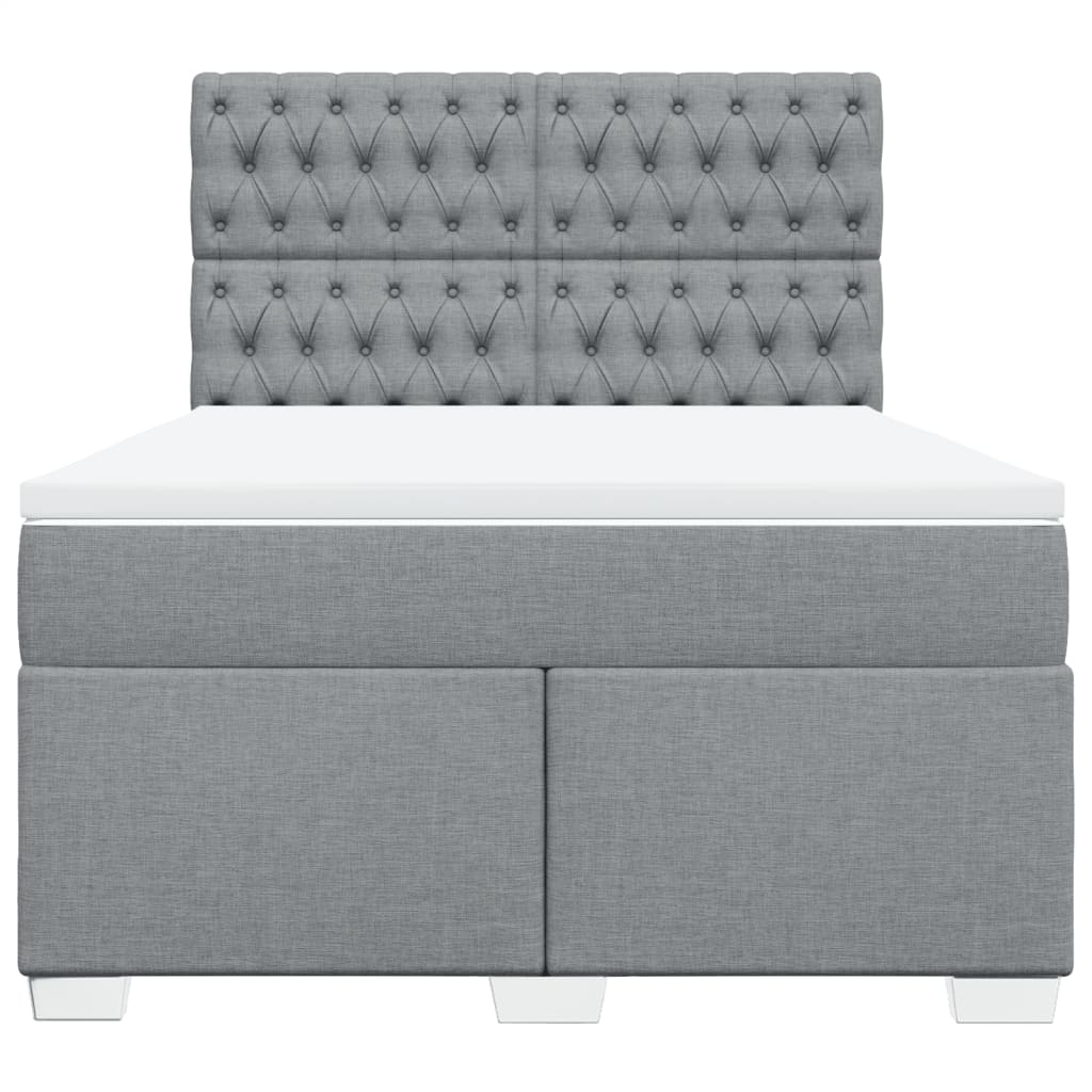 vidaXL Boxspring met matras stof lichtgrijs 140x200 cm grijs, foto 4